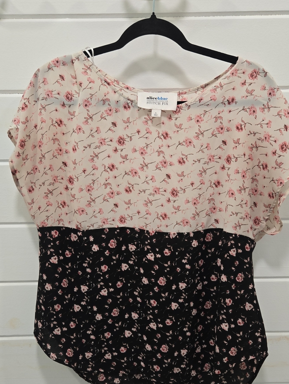 alice blue Floral Print Blouse in Cream and Pink